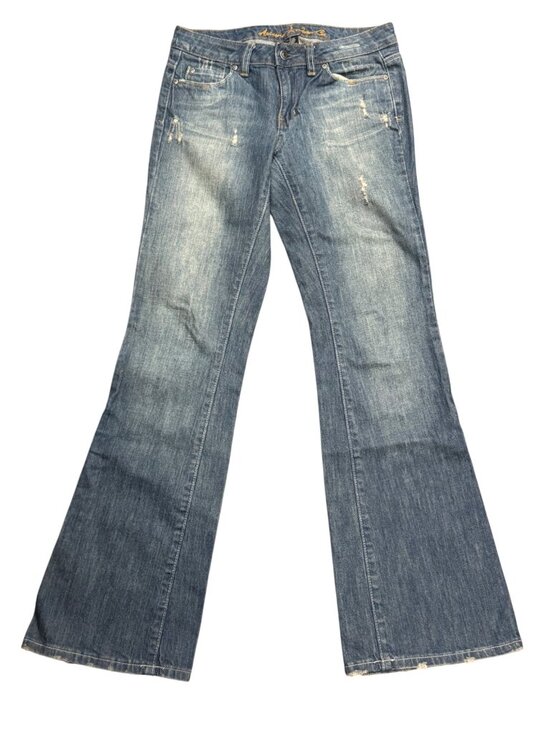 Arizona Jean Co. Denim - Arizona Jean Co. Womens Distressed Flare Denim Jeans Size 5 Medium Wash Pre-Owne